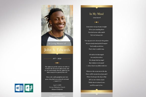 Download Remember Gold Funeral Bookmark Template - Fun Collection